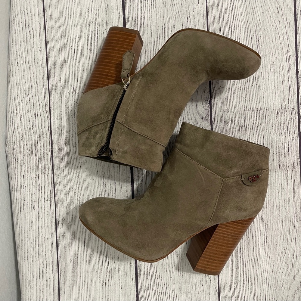 Tory Burch Fulton Booties Boot Ankle Suede Leather Stacked Block Heel Womens 6.5 - Picture 7 of 14